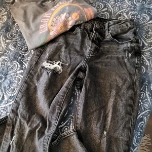 Black distressed jeans